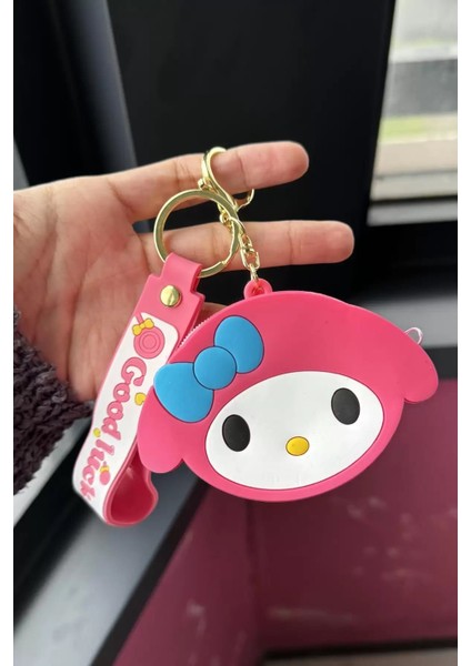 Hello Kitty Figürlü Pembe Silikon Anahtarlık Cüzdan