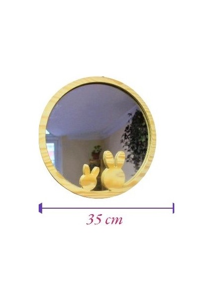 Ahşap Kırılmaz Çerçeve Çocuk Odası Dekoratif Tavşanlı Ayna 35 cm