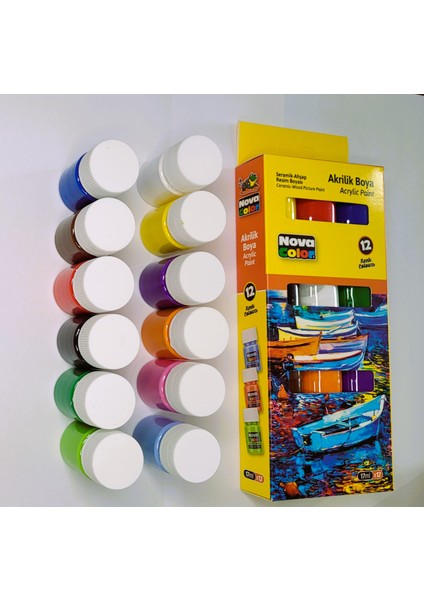 Akrilik Boya Şişe 12 Renk 17ML