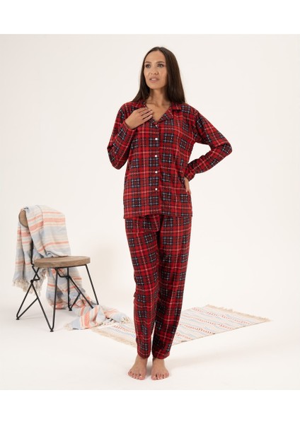 Kareli Desen Önden Düğmeli Süet Kadın Pijama Takım fiyatları