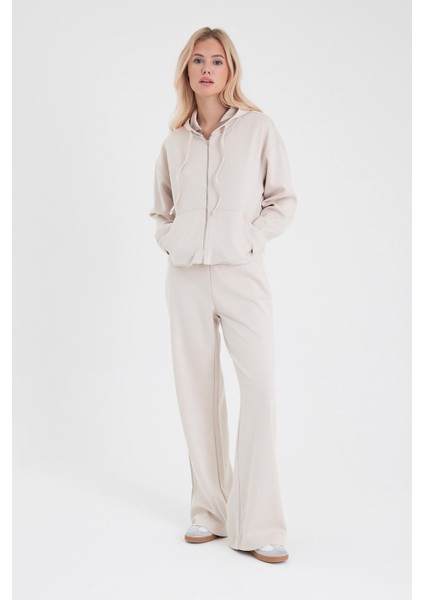 Kadın Jovie Kemik Yumuşak Dokulu Yüksek Bel Wide Leg Pantolon (Cupro)