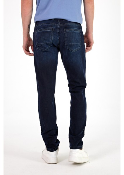 Erkek Edward Blue Black Slim Straight Jean Pantolon