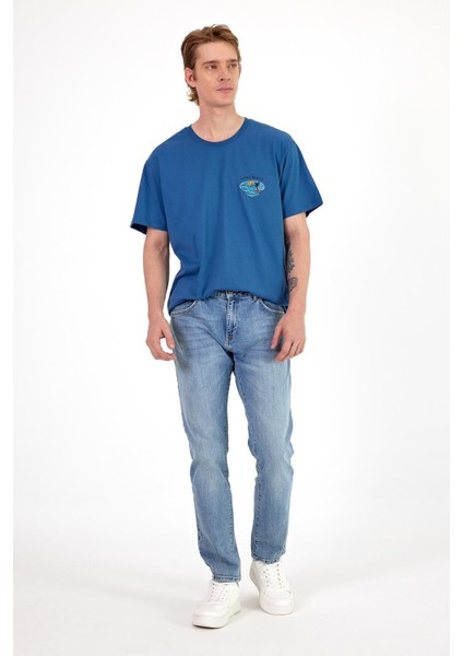 Erkek Daniel Med Blue Straight Fit Jean Pantolon