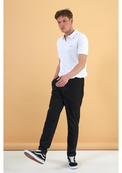 Erkek Ken Siyah Beli Lastikli Kaşe Pantolon