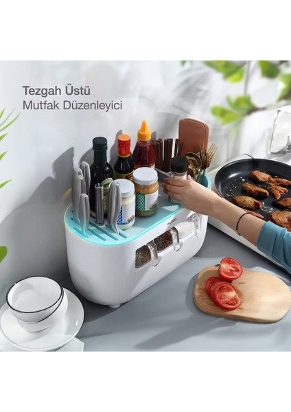ecoco Tezgah Üstü Bölmeli Baharatlıklı Çekmeceli Mutfak Düzenleyici