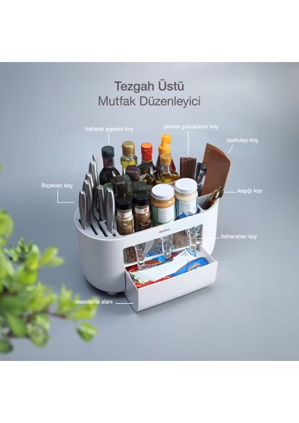 ecoco Tezgah Üstü Bölmeli Baharatlıklı Çekmeceli Mutfak Düzenleyici modelleri