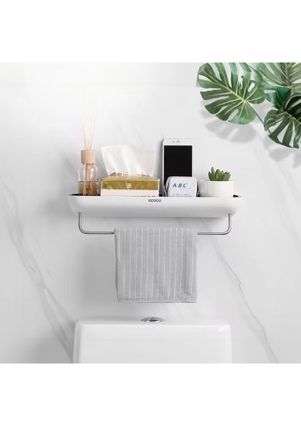 Duvara Yapışkanlı Banyo ve Mutfak Düzenleme Rafı Havlu Askılıklı