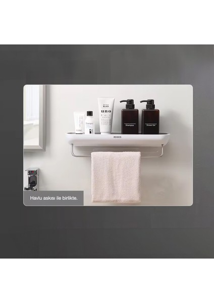 Duvara Yapışkanlı Banyo ve Mutfak Düzenleme Rafı Havlu Askılıklı