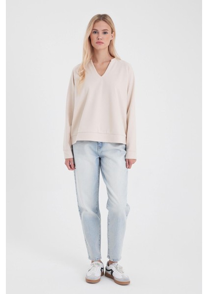 Kadın Kyla Sky Blue Yüksek Bel Yırtıklı Mom Jean Pantolon modelleri