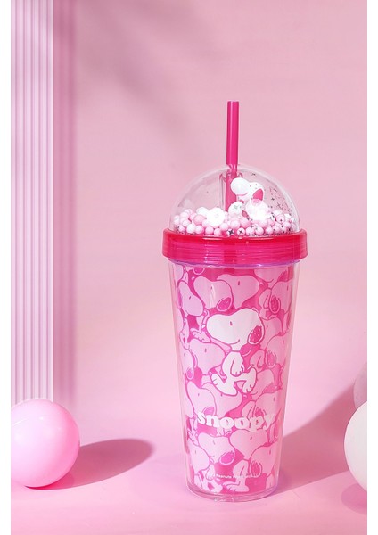Snoopy Lisanslı Pipetli Plastik Şişe (600ML)