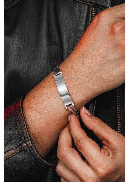 Erkek Gümüş Bileklik - Isim Yazılan 2.8 mm Çift Yuvarlak Kral Zincir Erkek Bileklik