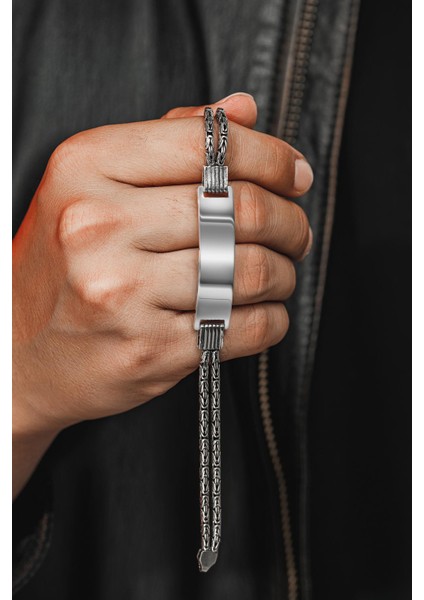 Erkek Gümüş Bileklik - Isim Yazılan 2.8 mm Çift Yuvarlak Kral Zincir Erkek Bileklik modelleri