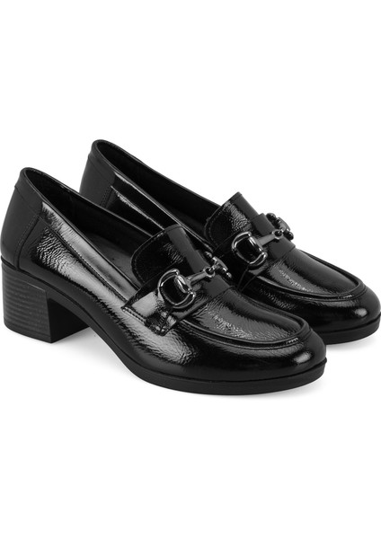 Presley Siyah Kadın Aerocomfort Topuklu Deri Loafer