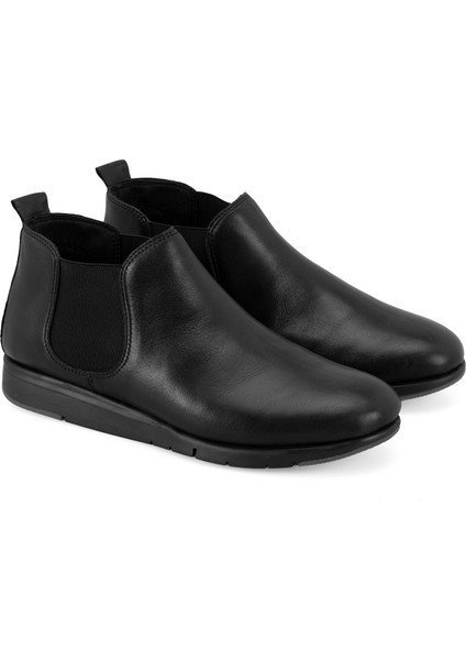 Kayley Siyah Kadın Aerocomfort Lastikli Deri Chelsea Bot