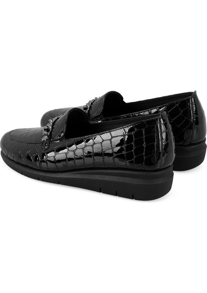 Genesis Siyah Kadın Aerocomfort Kroko Baskılı Deri Günlük Ayakkabı fırsatları