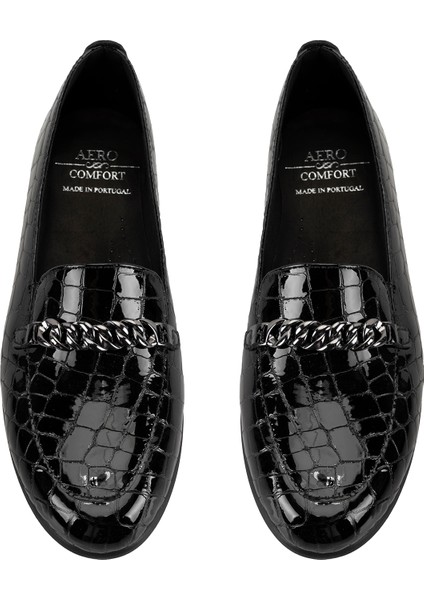 Genesis Siyah Kadın Aerocomfort Kroko Baskılı Deri Günlük Ayakkabı indirimleri