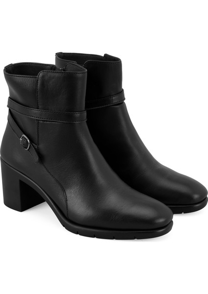 Hallie Siyah Kadın Aerocomfort Topuklu Deri Bot