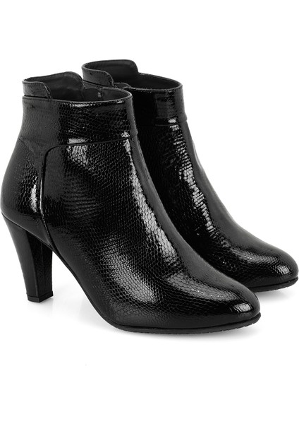 Aliza Siyah Kadın Aerocomfort Fermuarlı Topuklu Deri Bot