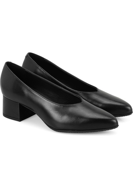 Celeste Siyah Kadın Aerocomfort Topuklu Deri Klasik Ayakkabı