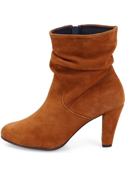 Belen Taba Kadın Aerocomfort Fermuarlı Topuklu Deri Bot modelleri
