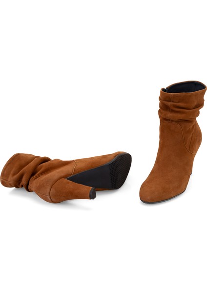 Belen Taba Kadın Aerocomfort Fermuarlı Topuklu Deri Bot indirimleri