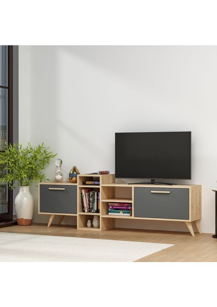 Demonte Home Mobilya Romadh 180 cm Tv Standı Antrasit Safirmeşe