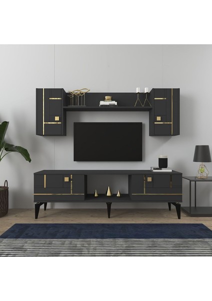 Maderadh Tv Ünitesi Antrasit Altın