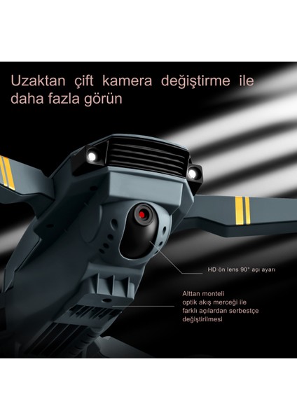 E58 Drone Yeni Fırçasız Motor 2batarya Ile 30DAKİKA Uçuş Süresi Hd 720P Çift Kameralı Taşıma Çantalı