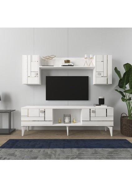 Maderadh Tv Ünitesi Beyaz Gümüş