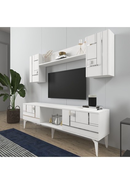 Maderadh Tv Ünitesi Beyaz Gümüş fiyatları