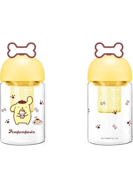 Sanrio Lisanslı Süzgeçli Borosilikat Cam Şişe - Pompompurin