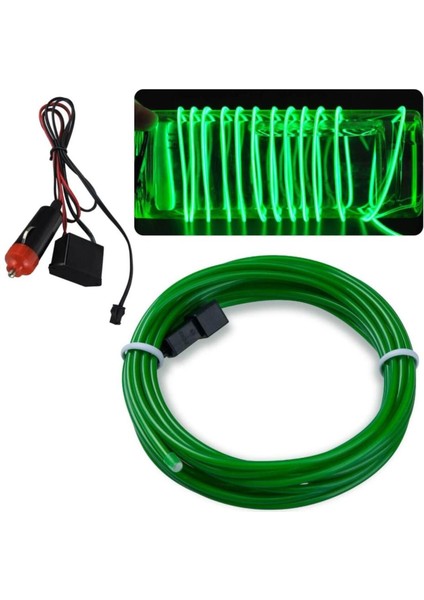 Araç Içi Torpido Şerit Ledi Renkli Ip Neon Led 2 Metre Yeşil