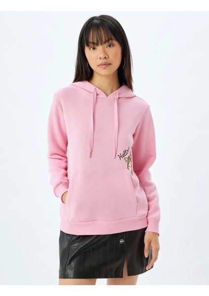 Kapüşonlu Oversize Sweatshirt - Koton - 5WAL10207IK - Pembe - S