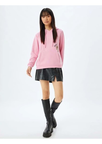 Kapüşonlu Oversize Sweatshirt - Koton - 5WAL10207IK - Pembe - S