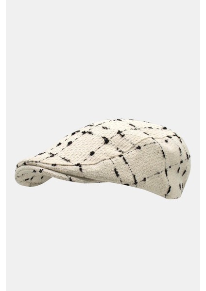 Erkek Kışlık Flat Cap Desenli Yünlü Kasket Şapka