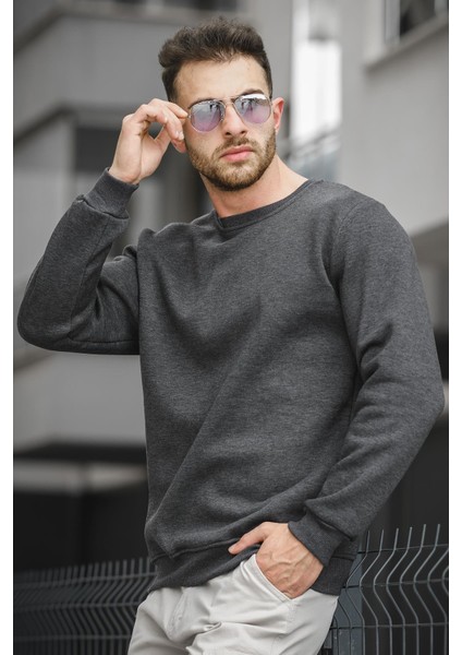 Gomez Fitted Üç Iplik Şardonlu Pamuklu Bisiklet Yaka Sweatshirt