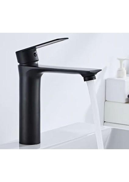 Lavabo Banyo Bataryası Siyah Modern Tasarım 18 cm Yükseklik