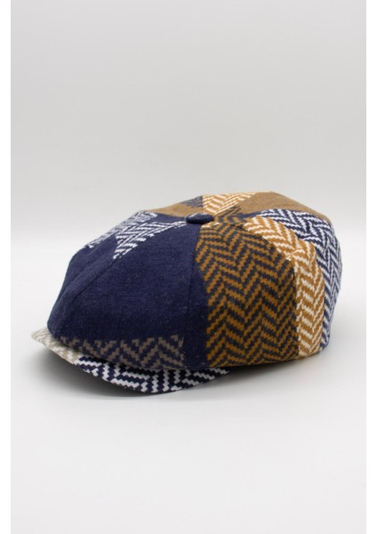 Erkek Multicolor Patchwork Sanatsal Desenli Yünlü Kışlık Kasket modelleri