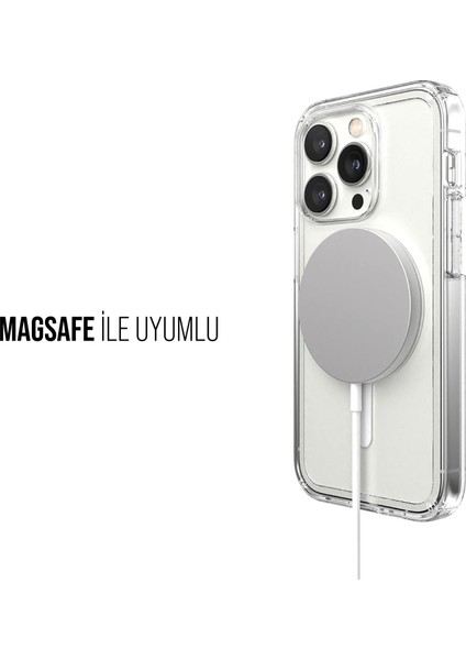 iPhone Magsafe Uyumlu Şeffaf Sert Kristal Mika Sararmaz Kılıf