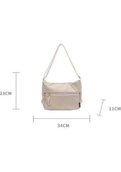 Omuz Çantası Çapraz Çanta Taşınabilir Yüksek Kaliteli Hafif Kanvas Kumaş Şık Stil, Bej (Yurt Dışından)