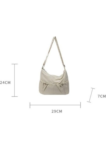 Omuz Çantası Çapraz Çanta Taşınabilir Yüksek Kaliteli Hafif Naylon Basit Pilili Stil, Haki (Yurt Dışından) modelleri