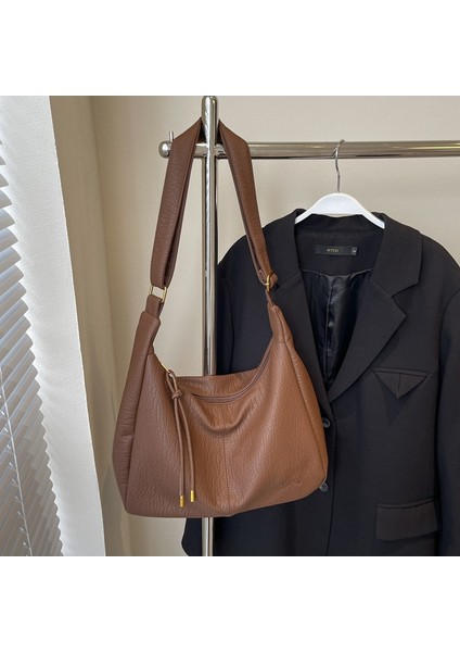 Omuz Çantası Çapraz Çanta Taşınabilir Yüksek Kaliteli Sağlam Pu Kumaş Sokak Stili, Koyu Kahverengi (Yurt Dışından)