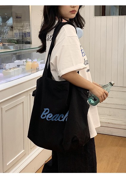 Omuz Çantası Çapraz Çanta Taşınabilir Yüksek Kaliteli Hafif Kanvas Malzeme Basit Baskı Stili, Sarı (Yurt Dışından) fiyatları