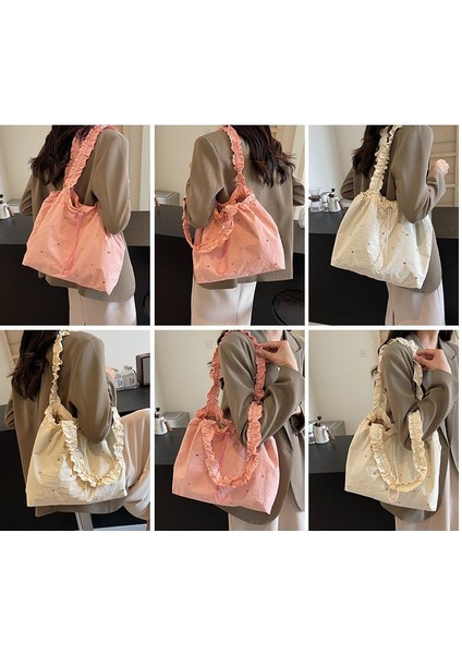 Omuz Çantası Çapraz Çanta Taşınabilir Yüksek Kaliteli Naylon Malzeme Büyük Kapasite, Bej (Yurt Dışından) fiyatları