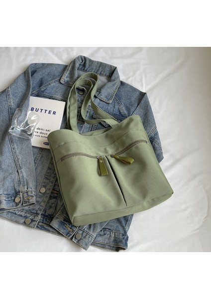 Omuz Çantası Çapraz Çanta Taşınabilir Sokak Stili Içın Yüksek Kaliteli Hafif Kanvas Kumaş, Yeşil (Yurt Dışından)