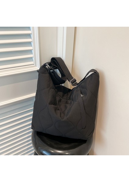 Omuz Çantası Çapraz Çanta Taşınabilir Sokak Stili Içın Yüksek Kaliteli Dayanıklı Kanvas Kumaş, Siyah (Yurt Dışından)