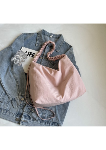Omuz Çantası Çapraz Çanta Taşınabilir Sokak Stili Içın Yüksek Kaliteli Sağlam Rahat Naylon Kumaş, Pembe (Yurt Dışından)