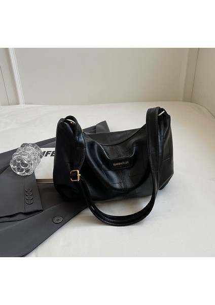 Omuz Çantası Çapraz Çanta Taşınabilir Yüksek Kaliteli ve Konforlu Pu Malzeme Basit Stil, Siyah (Yurt Dışından)