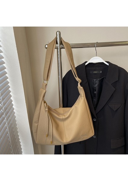 Omuz Çantası Çapraz Çanta Taşınabilir Yüksek Kaliteli Sağlam Pu Kumaş Sokak Stili, Haki (Yurt Dışından)