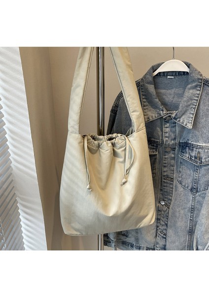 Omuz Çantası Çapraz Çanta Taşınabilir Yüksek Kaliteli Rahat Naylon Kumaş Sokak Basit Tarzı, Bej (Yurt Dışından)
